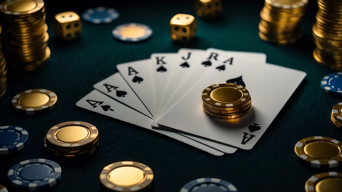 Bài poker và chip casino